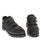 Gray Leather Ankle Strap Shoes Boots