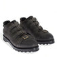 Gray Leather Ankle Strap Shoes Boots
