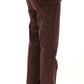 Brown Corduroys Straight Logo Casual Pants
