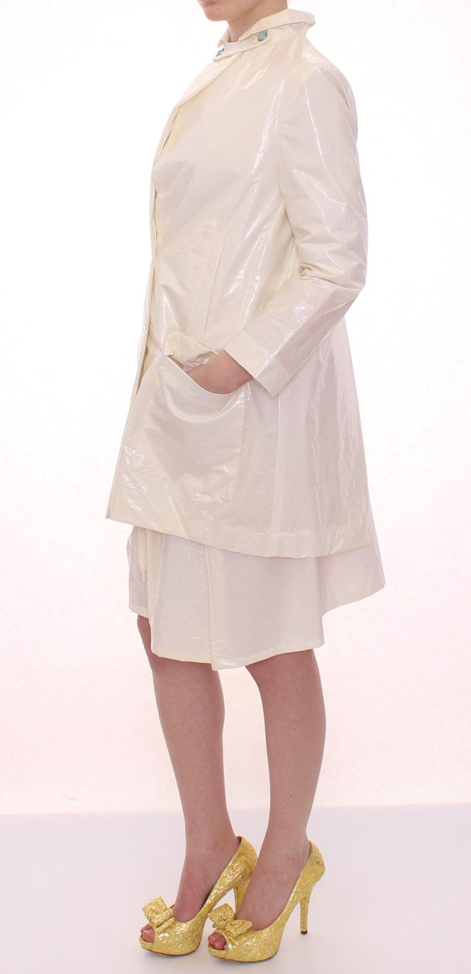 Elegant White Button Front Jacket Coat