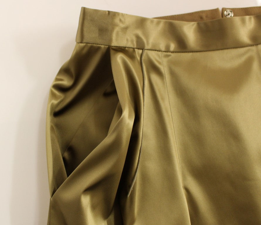 Elegant Gold-Tone Midi Pencil Skirt