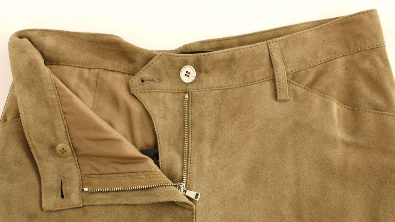 Elegant Goatskin Brown Pants