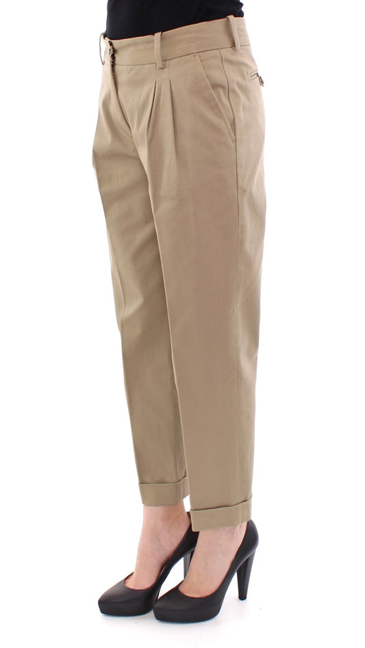 Chic Beige Cotton Blend Trousers