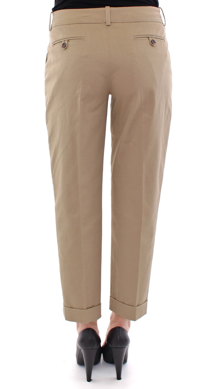 Chic Beige Cotton Blend Trousers