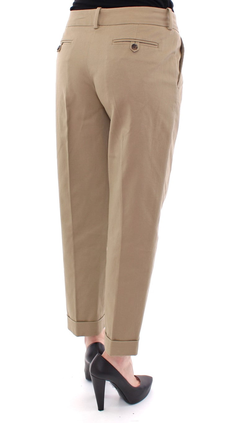 Chic Beige Cotton Blend Trousers