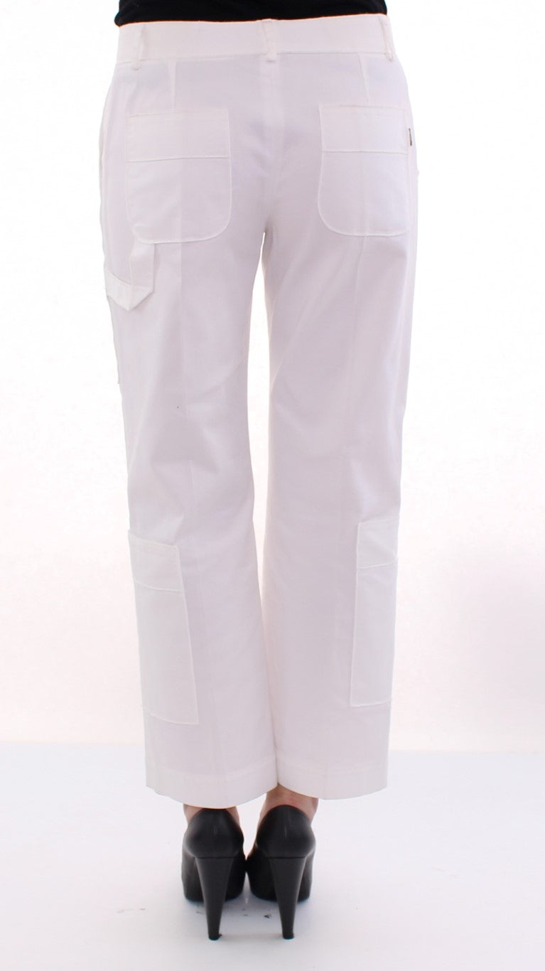 Elegant White Cotton Blend Trousers