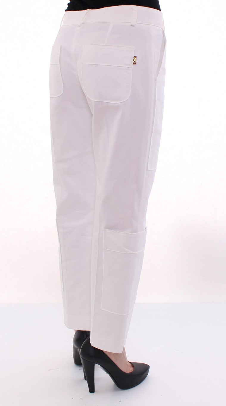 Elegant White Cotton Blend Trousers