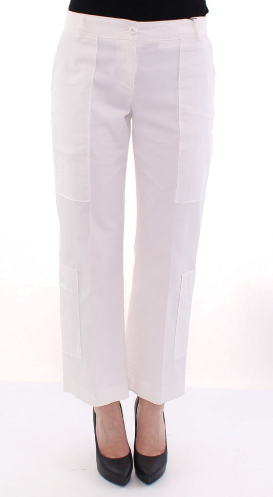 Elegant White Cotton Blend Trousers