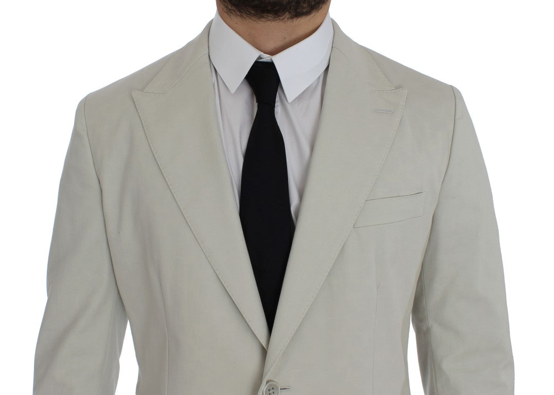 Elegant White Cotton Stretch Blazer