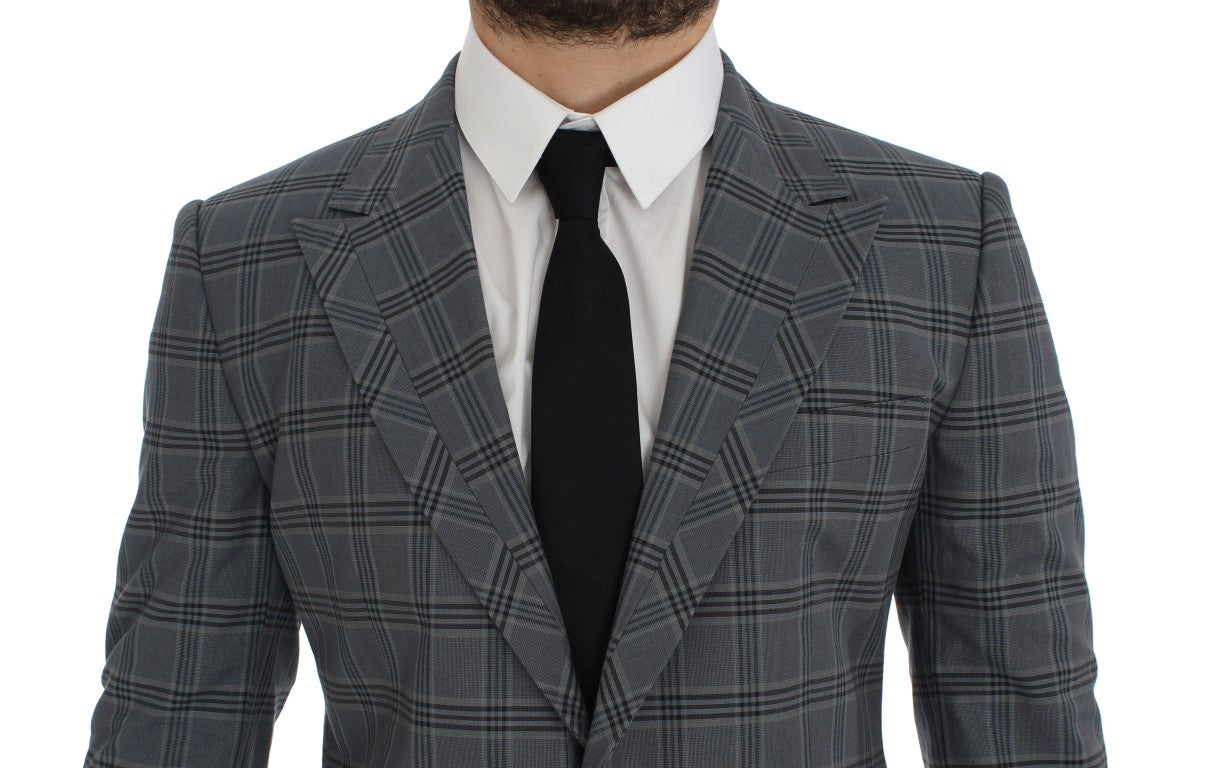 Blue Checkered Slim Fit Blazer Jacket