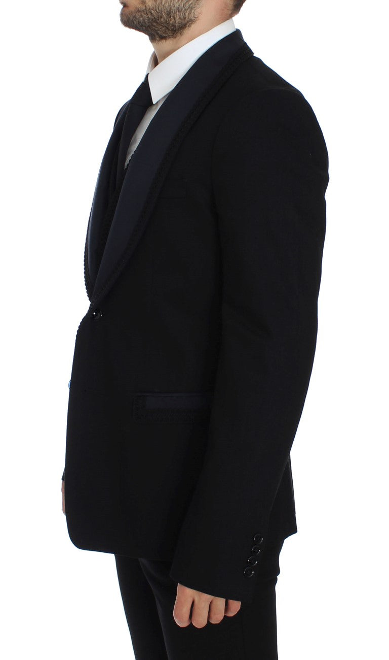 Elegant Black Mens Torero Blazer & Vest Duo