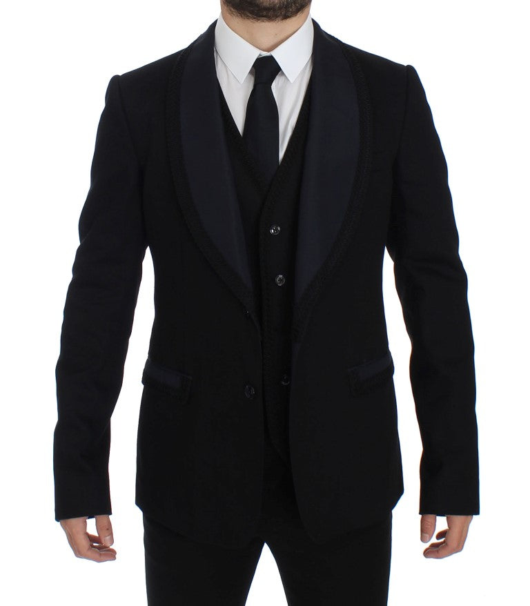 Elegant Black Mens Torero Blazer & Vest Duo