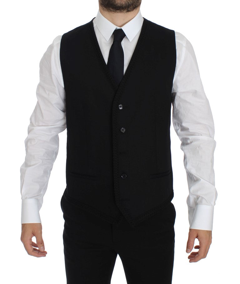 Elegant Black Mens Torero Blazer & Vest Duo