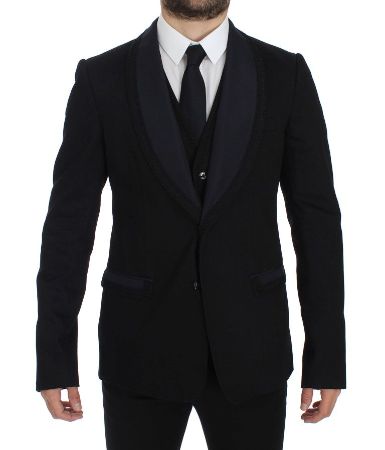 Elegant Black Mens Torero Blazer & Vest Duo