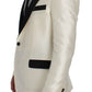 Elegant Black and White Slim Fit Silk Blend Suit