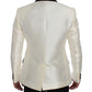 Elegant Black and White Slim Fit Silk Blend Suit
