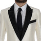 Elegant Black and White Slim Fit Silk Blend Suit