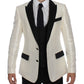 Elegant Black and White Slim Fit Silk Blend Suit