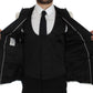 Elegant Black and White Slim Fit Silk Blend Suit