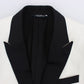 Elegant Black and White Slim Fit Silk Blend Suit