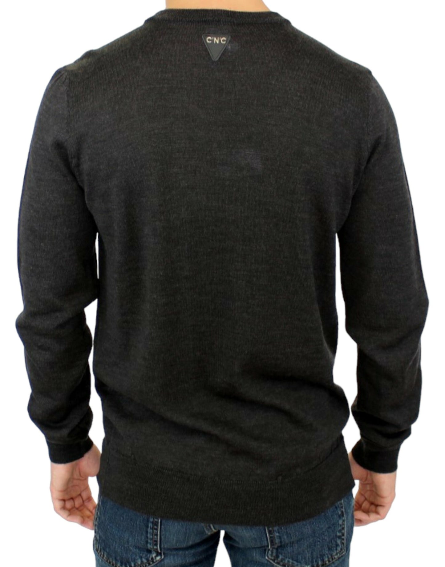 Gray crewneck pullover sweater