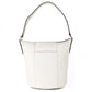 Brooke Medium Pebbled Leather Bucket Messenger Crossbody Handbag (Light Cream)