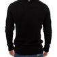 Elegant Black Striped Crewneck Sweater