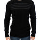 Elegant Black Striped Crewneck Sweater