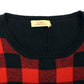 Chic Red & Black Checkered Wool Crewneck Sweater