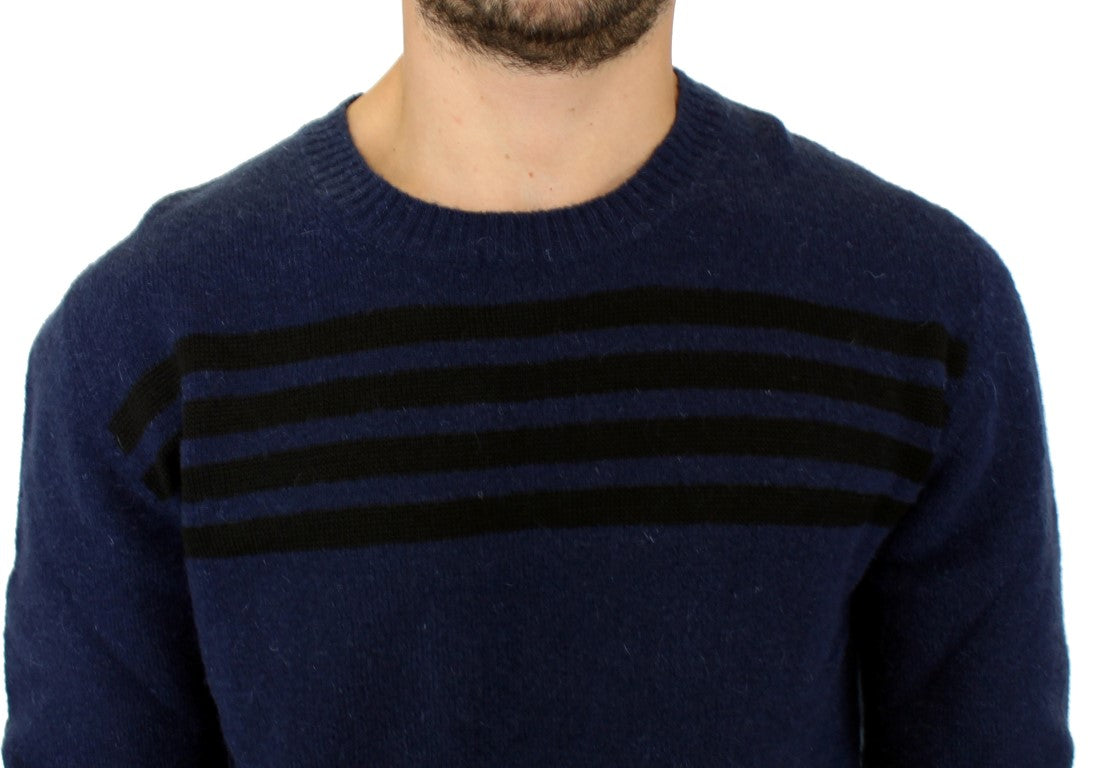 Chic Blue Striped Crewneck Sweater Pullover