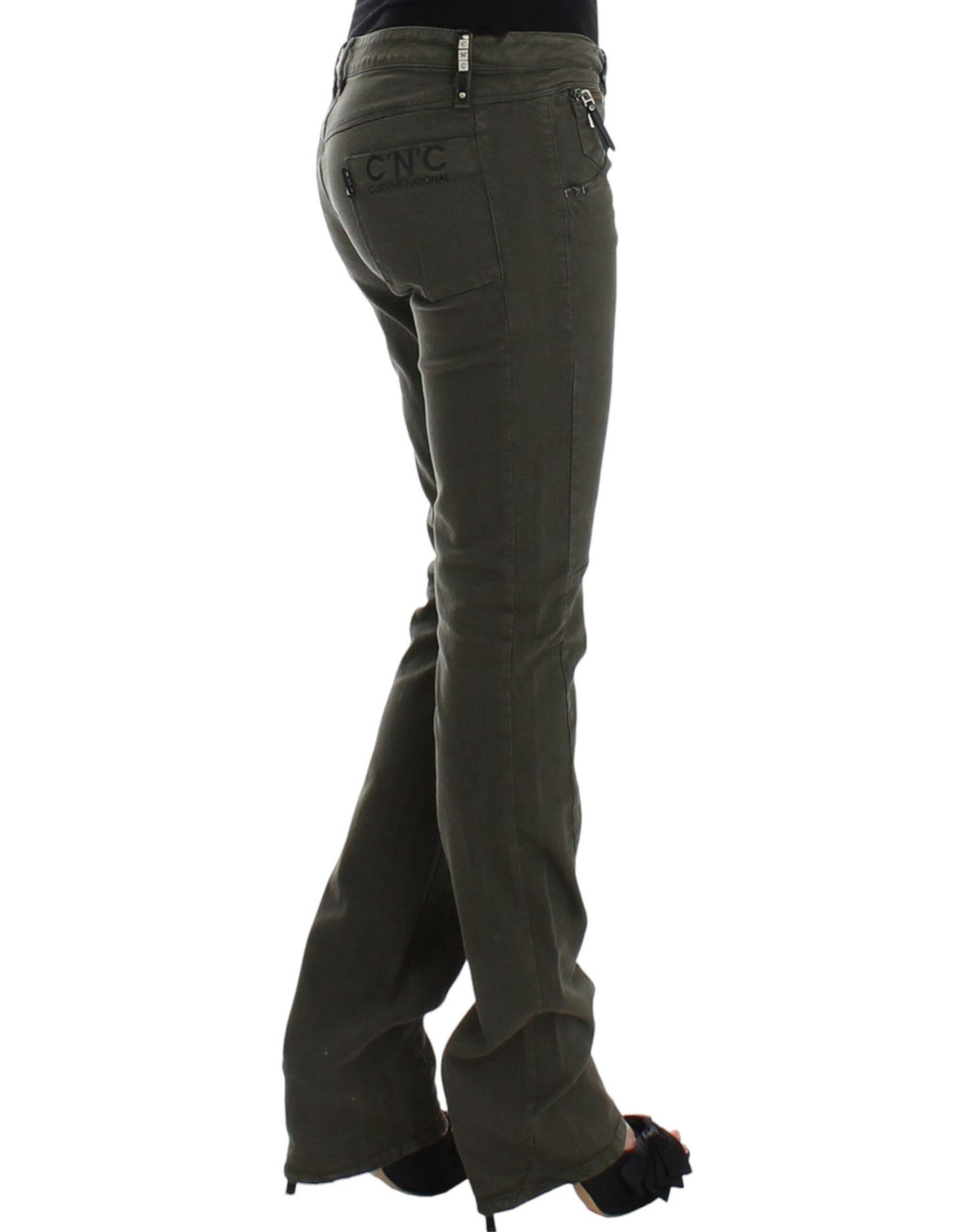 Green slim leg jeans