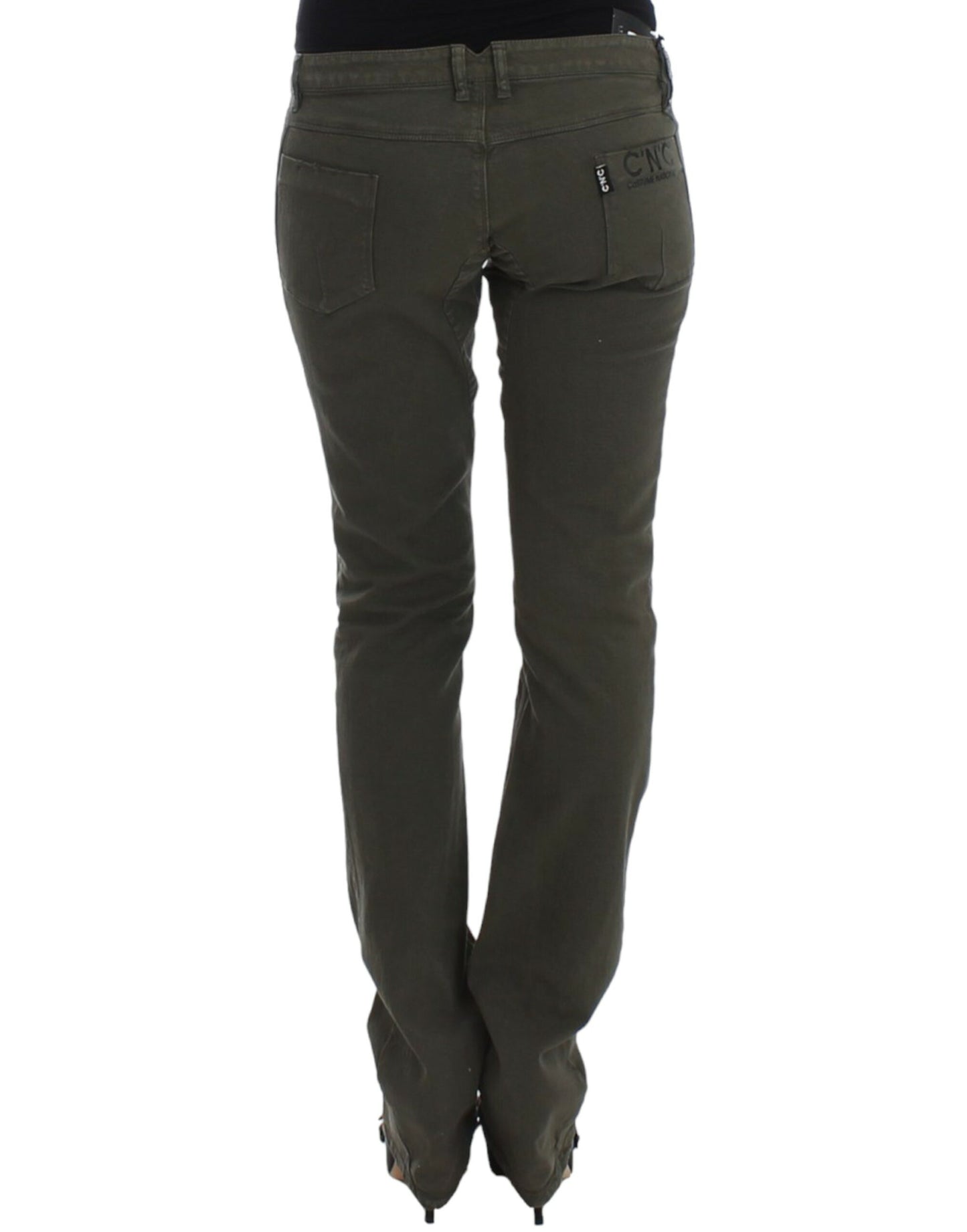 Green slim leg jeans