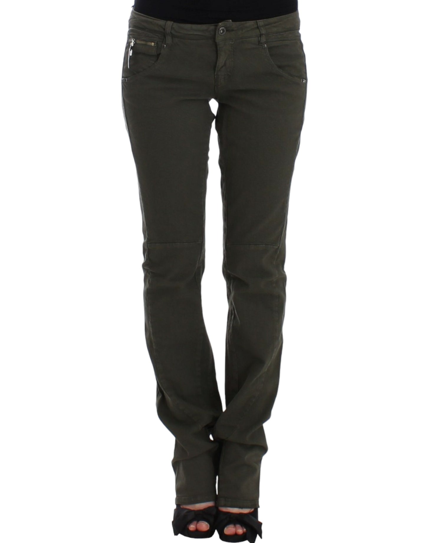 Green slim leg jeans