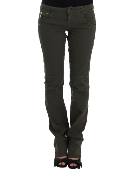 Green slim leg jeans