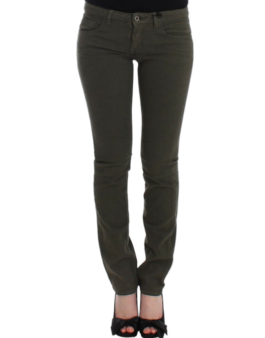 Green slim leg jeans