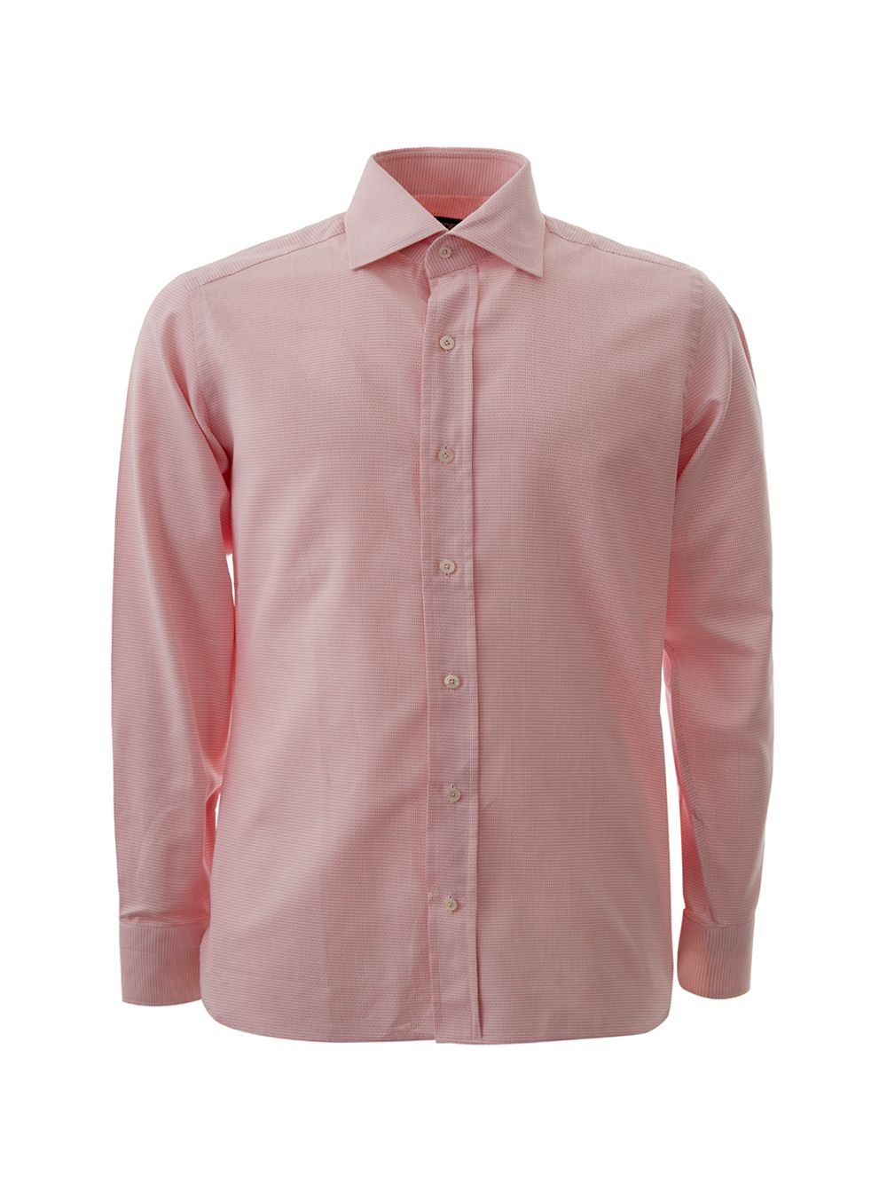 Elegant Pink Cotton Shirt with Micro Geometric Print