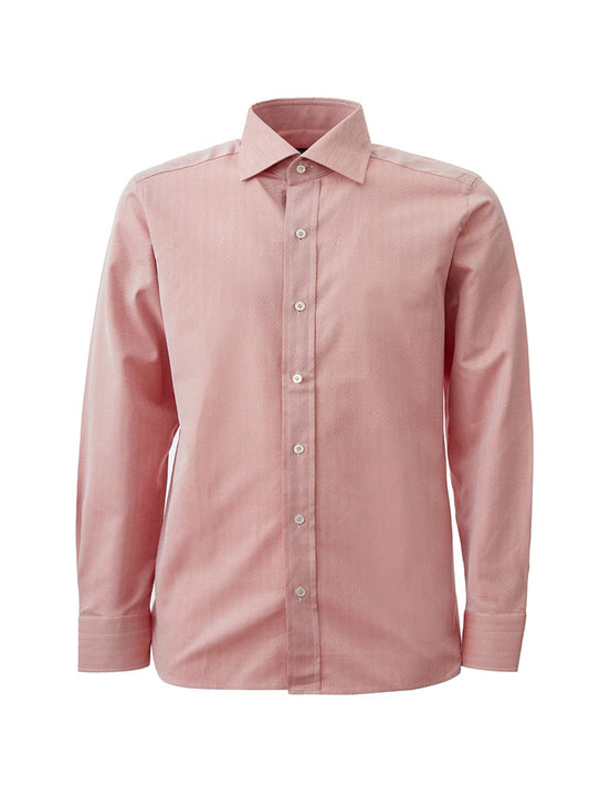 Elegant Pink Cotton Shirt with French Collar