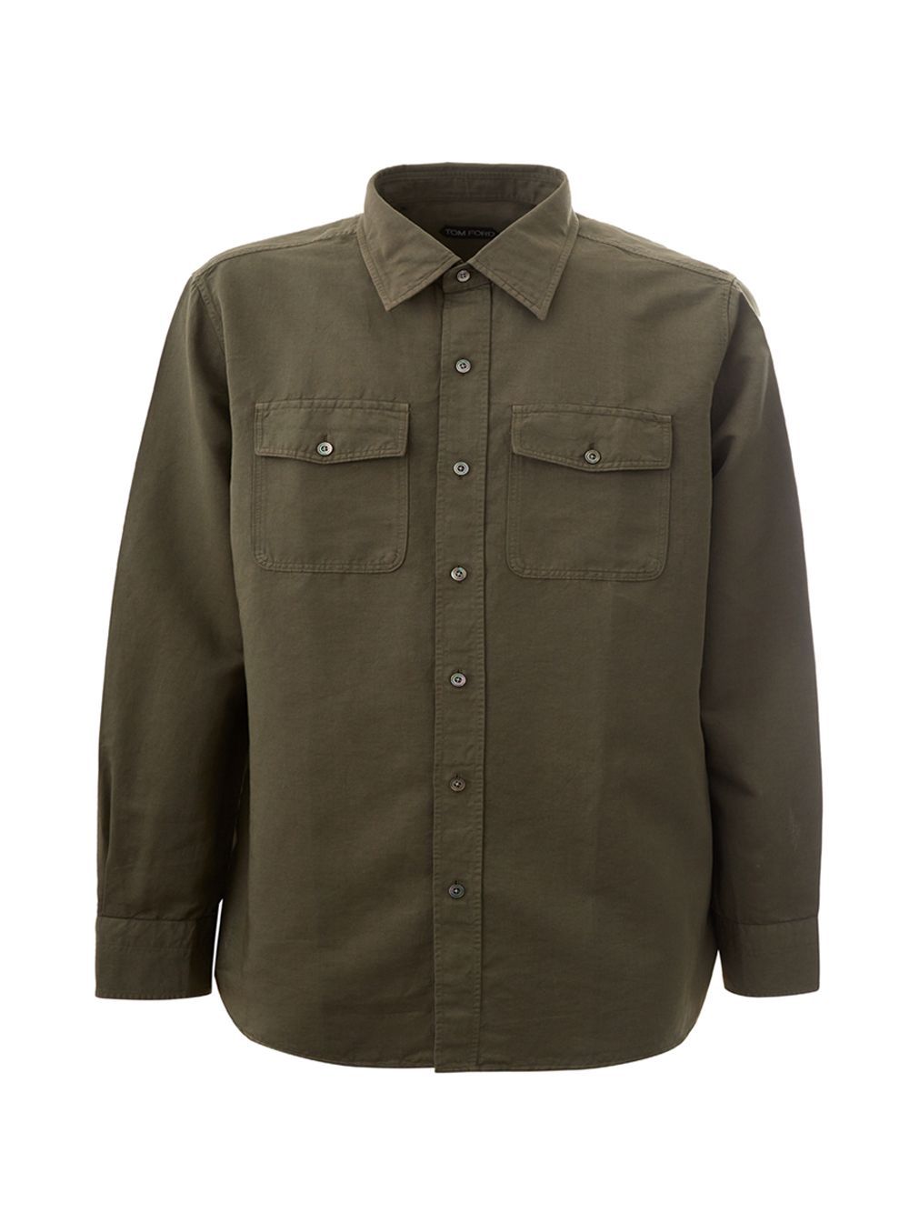 Elegant Green Linen Blend Shirt with French Collar