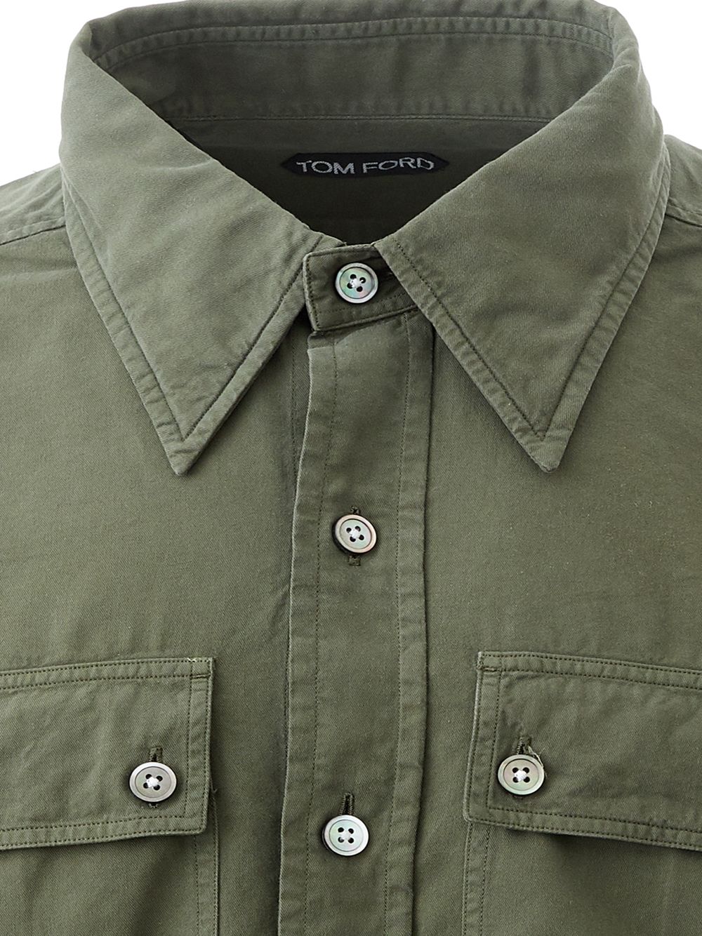 Elegant Green Cotton Shirt with French Collar