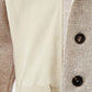Elegant Beige Linen Cardigan Blazer with Suede Detail