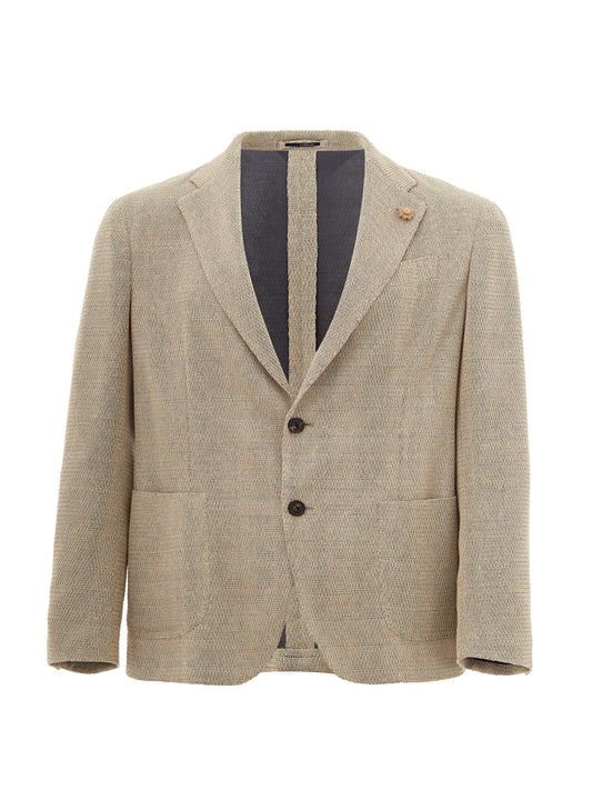 Timeless Beige Linen Deconstructed Jacket