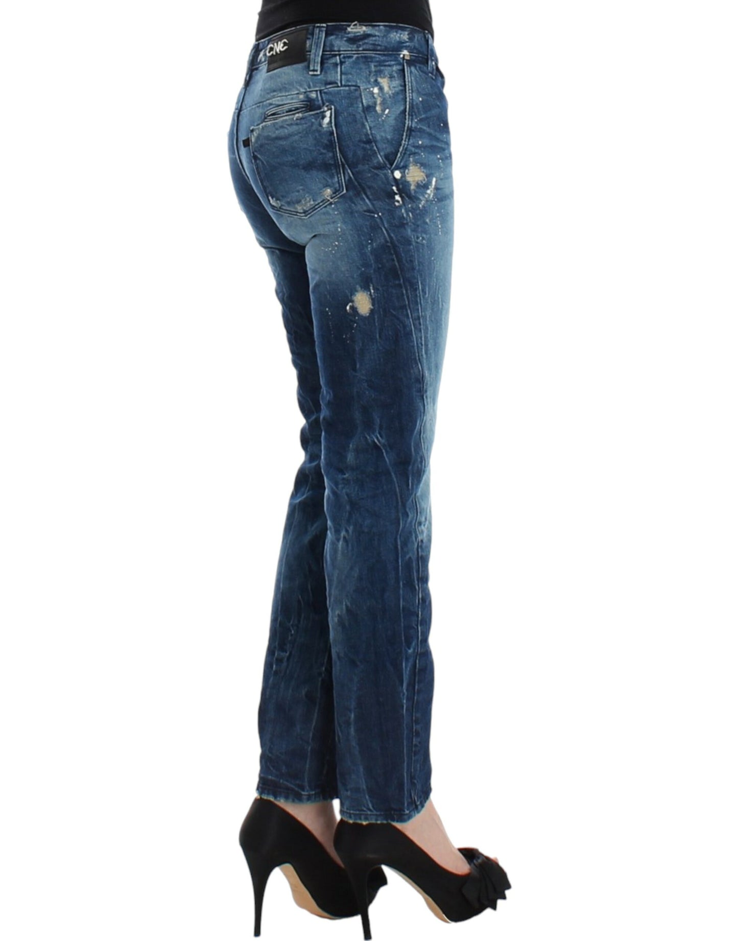 Blue distressed boyfriend jeans