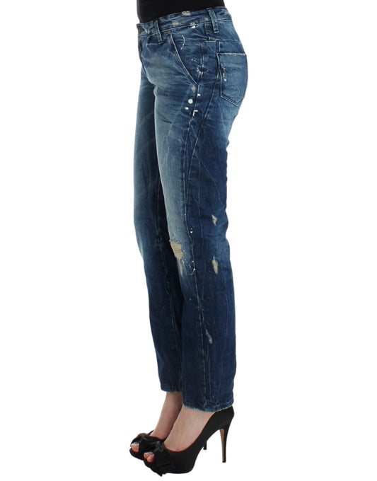 Blue distressed boyfriend jeans