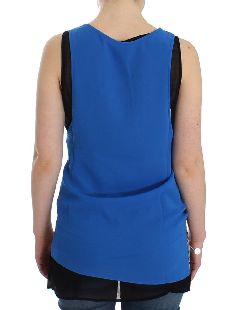 Elegant Sleeveless Top in Black and Blue