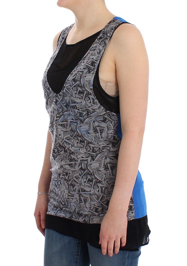 Elegant Sleeveless Top in Black and Blue