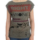 Gray print capsleeve t-shirt