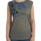 Gray print sleeveless t-shirt