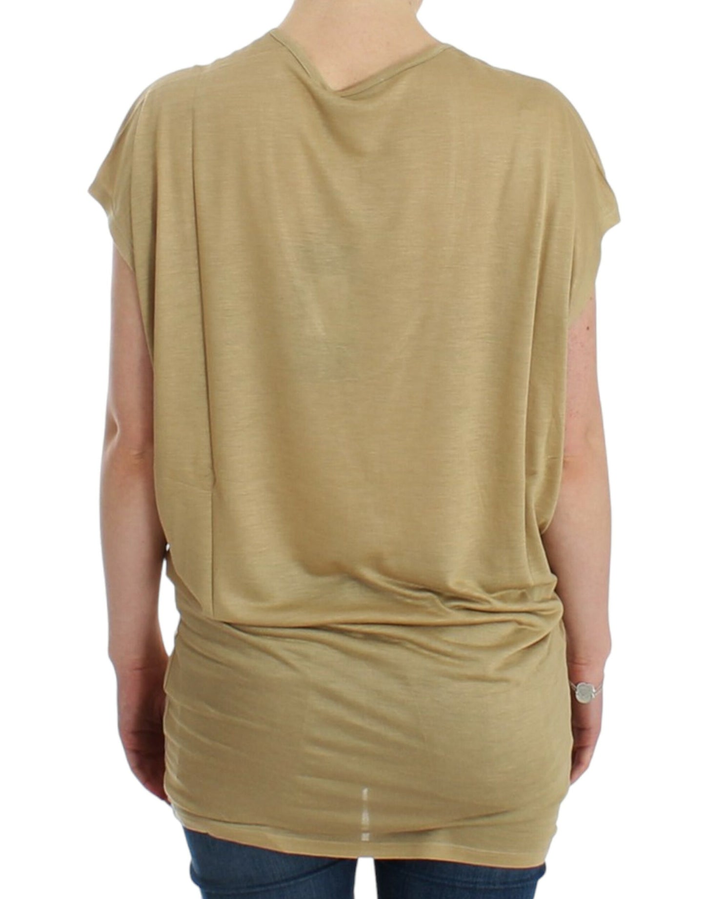 Beige motive print t-shirt