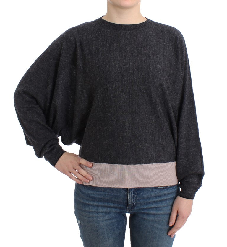 Chic Gray Batwing Lightweight Sweater