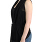 Black sleeveless knitted cardigan